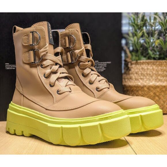 SOREL Caribou X Waterproof Leather Lace-Up Platform Boots Women's Size 7 NIB - Picture 1 of 16